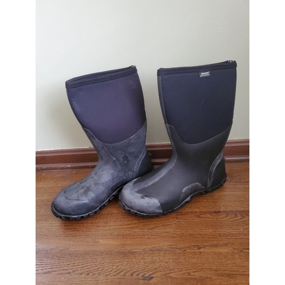 Bogs Mens Black Rubber/Nylon Classic High Insulated Winter Boots